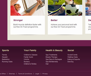 Esporta Health Clubs - Hub page